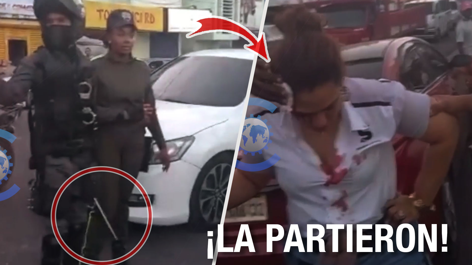 Momento En Que Agente De Amén Le Parte La Cabeza De Un Macanazo A Una Ciudadana | Mira La Razón 