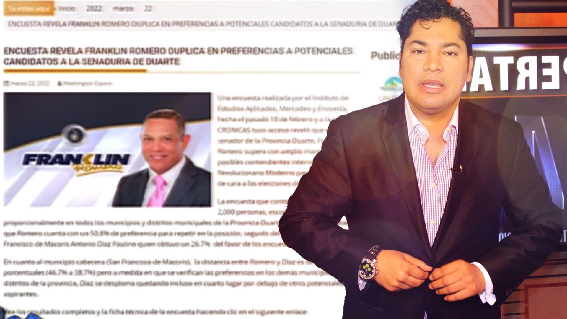 El Pachá: Franklin Romero Sale #1 En Encuesta Como Senador De San Francisco De Macorís