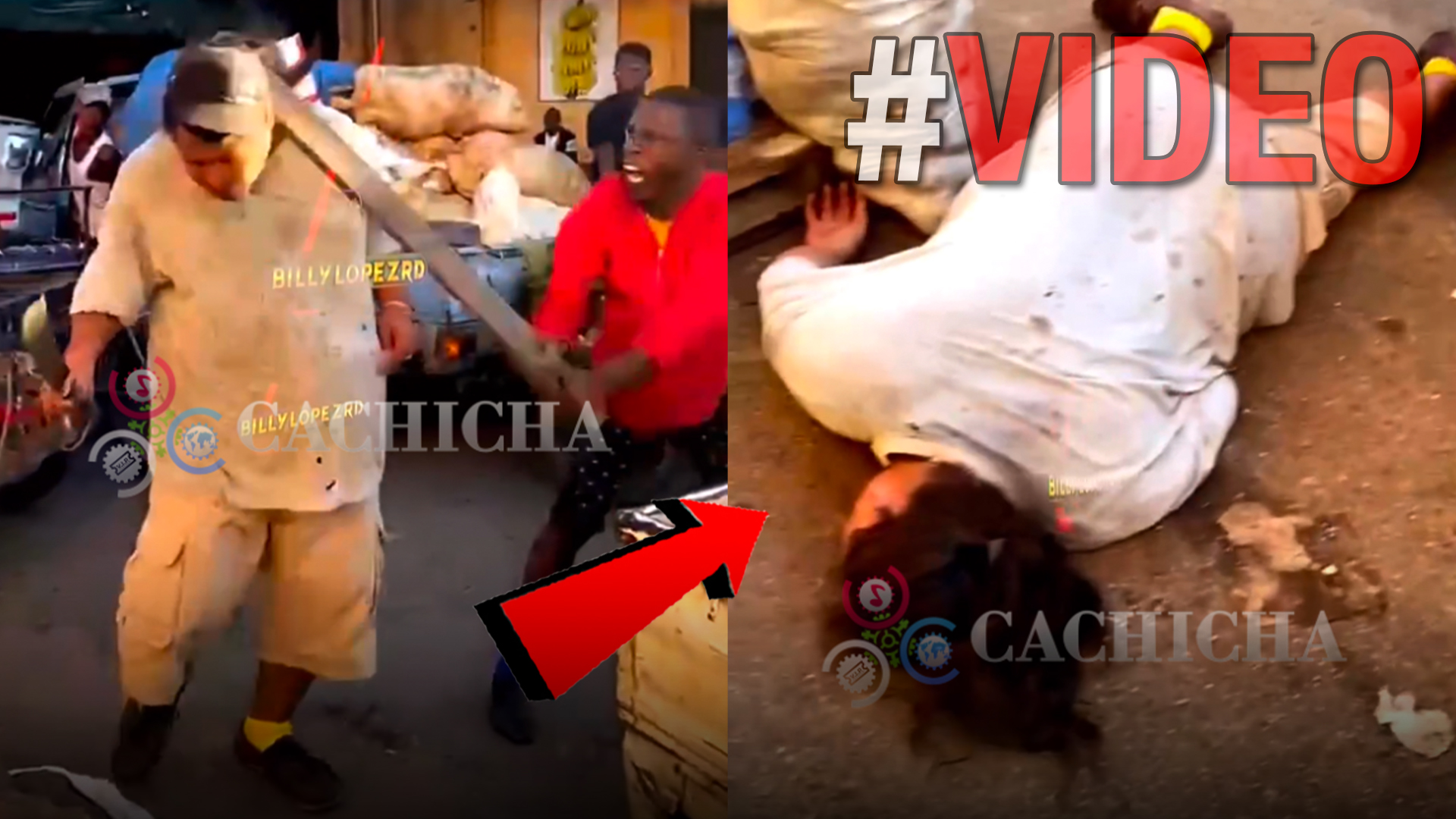 Momento En Que Haitiano Aturde A Un Vendedor De Mercado De Un Palo En La Cabeza