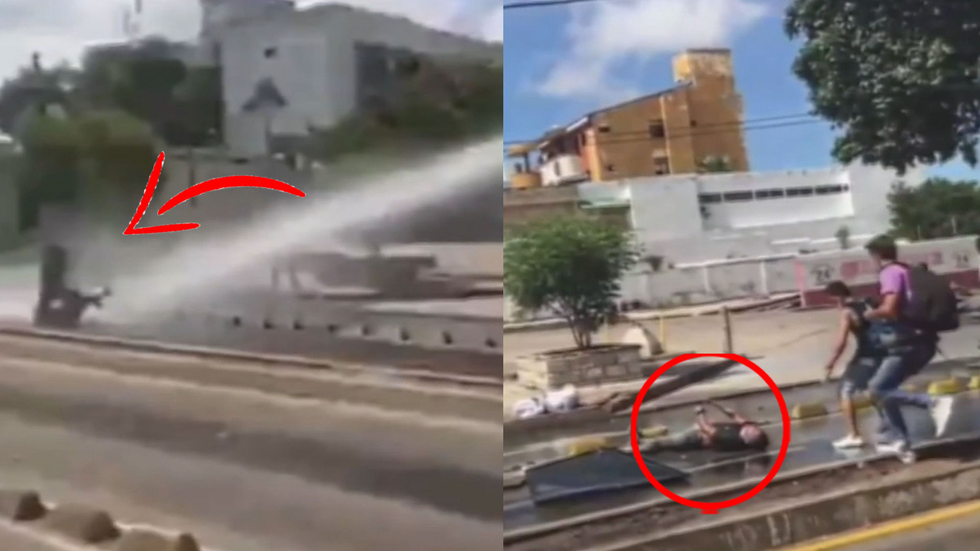 Fuerte Chorro De Agua De La Policía Noquea A Un Joven En Colombia Durante Una Protesta 