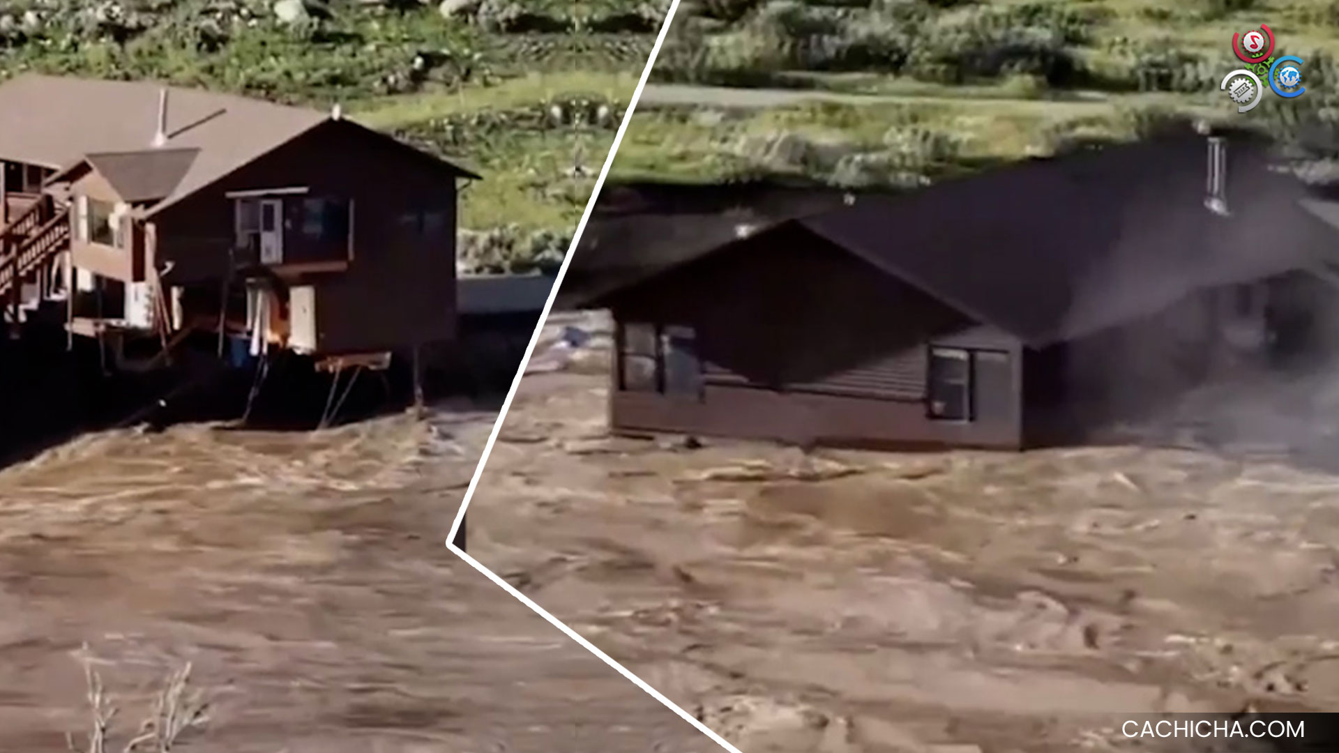 Momento En Que Río Arrastra Residencia Del Parque Yellowstone