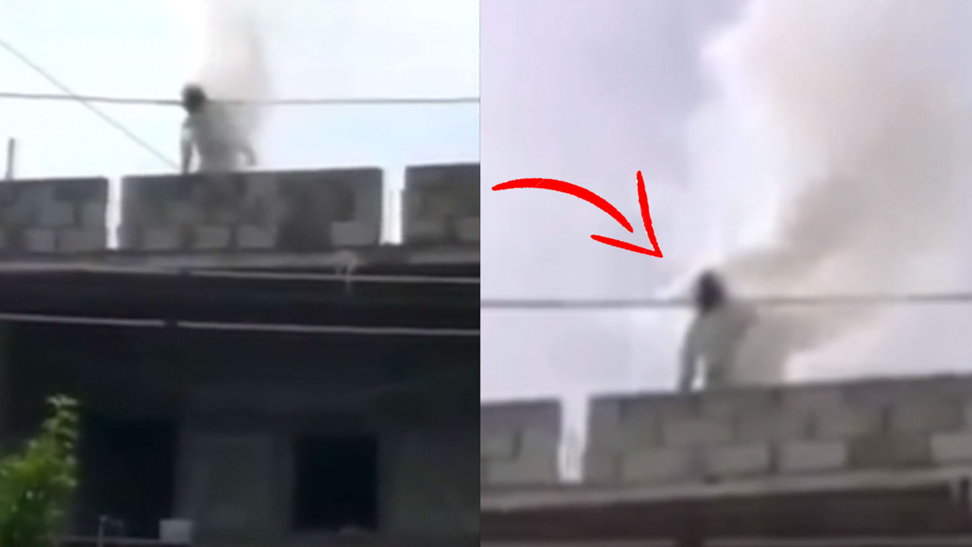 Captado En Cámara Como Hombre Bota Humo Electrocutándose SIN NADIE PODER HACER NADA  