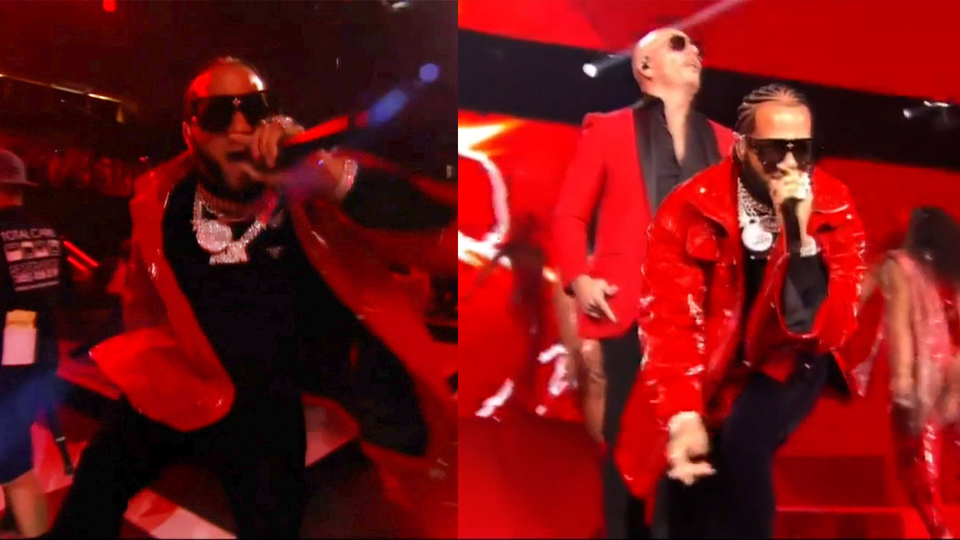 Entrada De El Alfa El Jefe En Conjunto Con Pitbull, Farruko, Omar Courtz & Iam Chino Al Escenario De PJ