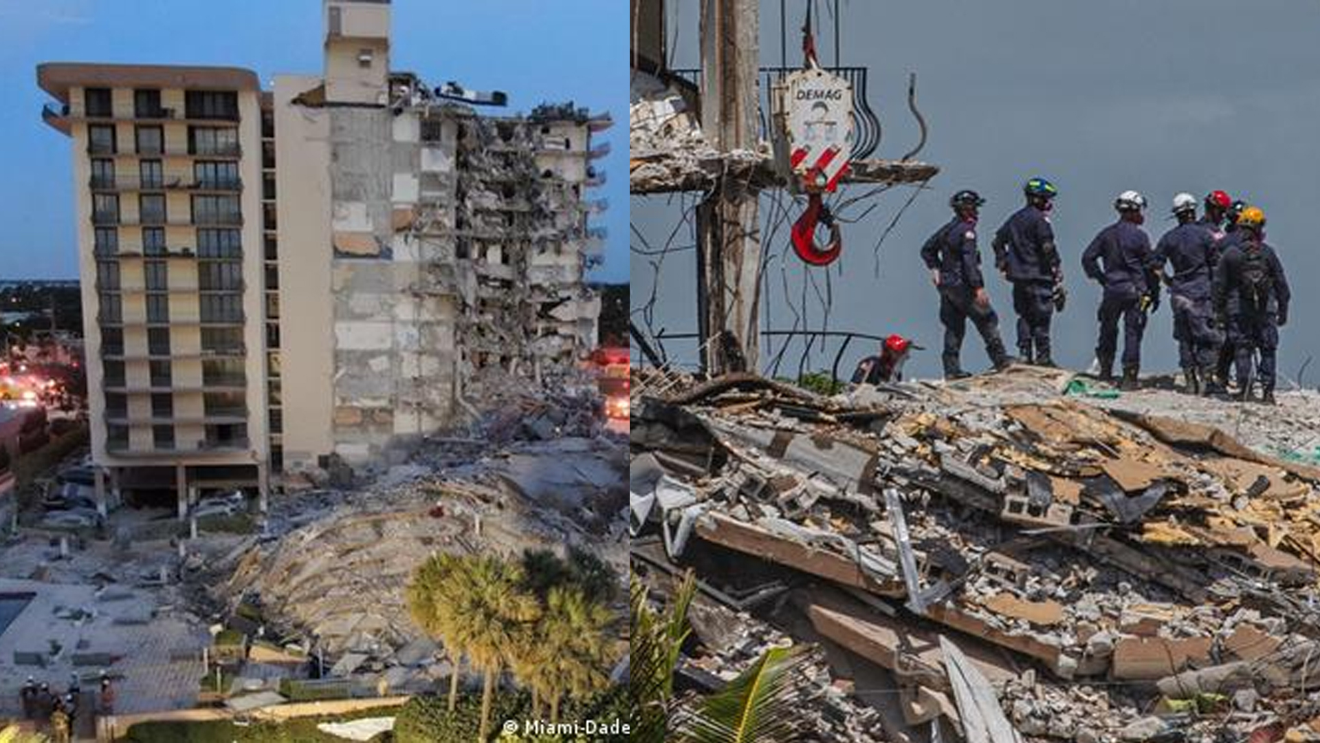 Primeras Imágenes Tomadas Por Policías Y Bomberos Del Derrumbe En Miami | Al Rojo Vivo