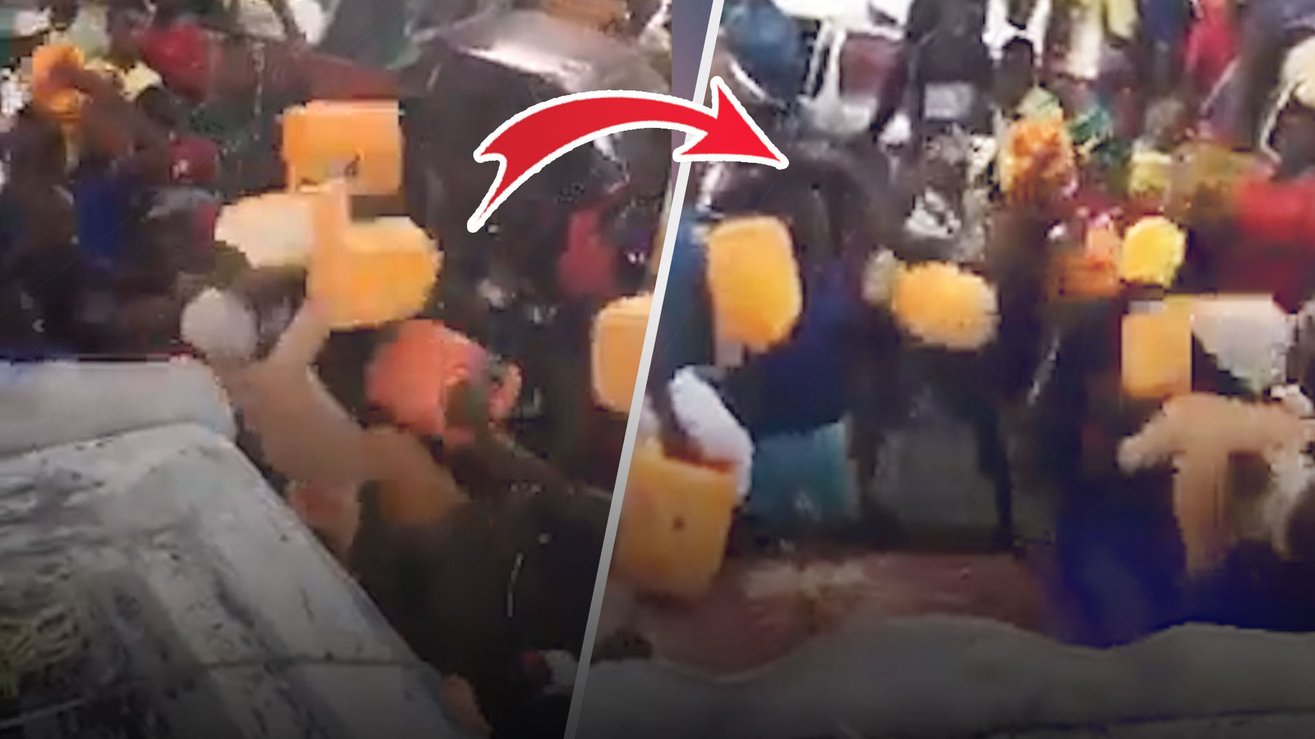 Ciudadanos Haitianos Se Entran A “Galonazos” En Una Bomba De Gasolina 