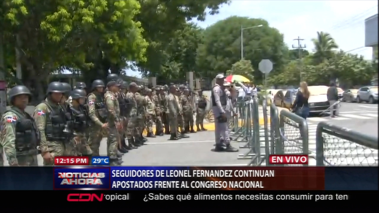 Seguidores De Leonel Fernández Continúan Apostados Frente Al Congreso Nacional