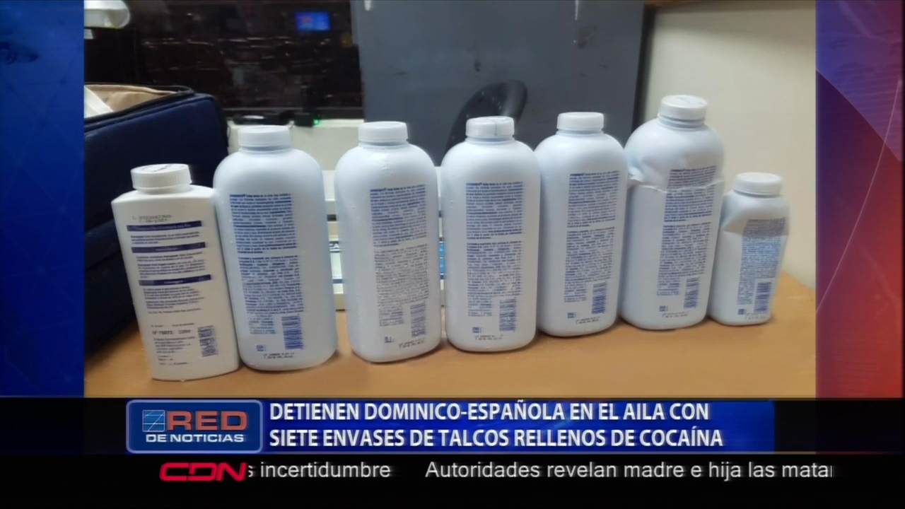 Detienen A Dominico-Española En El AILA Con Siete Envases De Talcos Rellenos De Cocaína