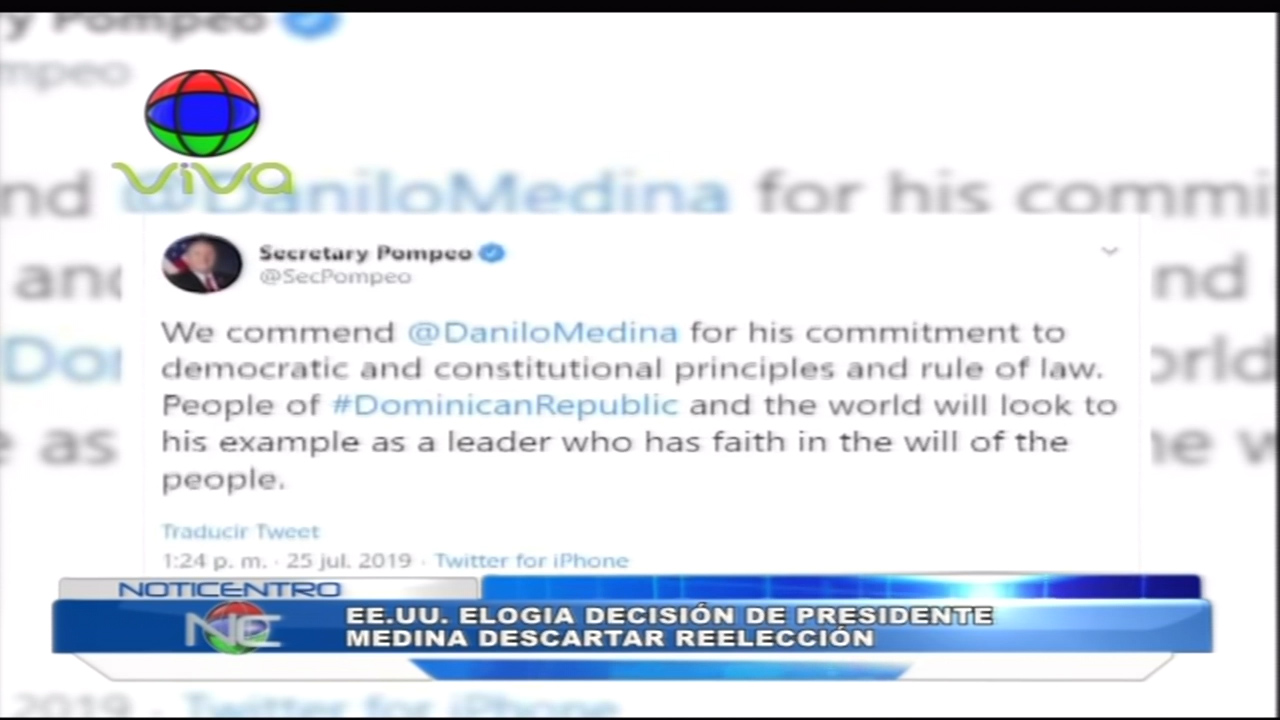 EE.UU. Elogia Decisión De Presidente Medina Descartar Reelección