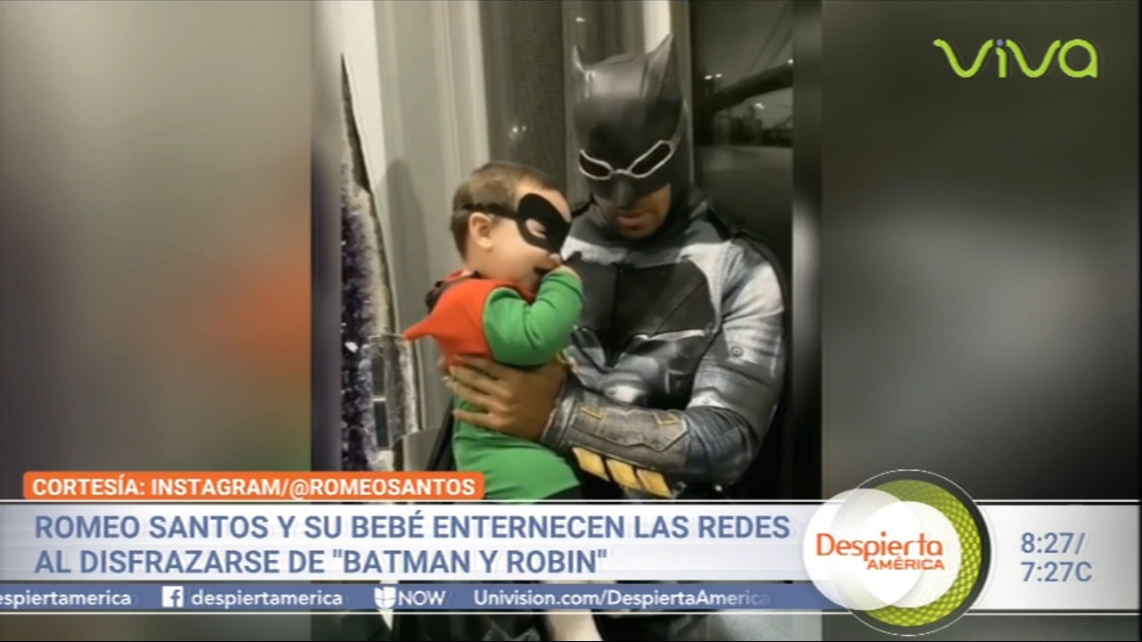 Romeo Santos Y Su Bebé “Enternecen” Las Redes Al Disfrazarse De “Batman Y Robin”