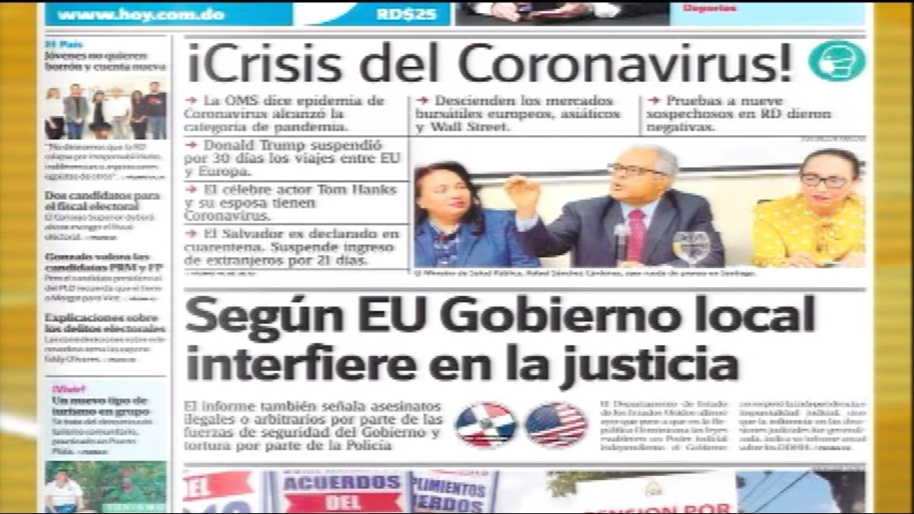 Las Principales Informaciones En Las Portadas De Los Periódicos En El Día De Hoy 12 De Marzo Del 2020