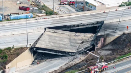 Colapsa Puente De Una De Las Principales Autopistas De EE. UU Tras Un Incendio