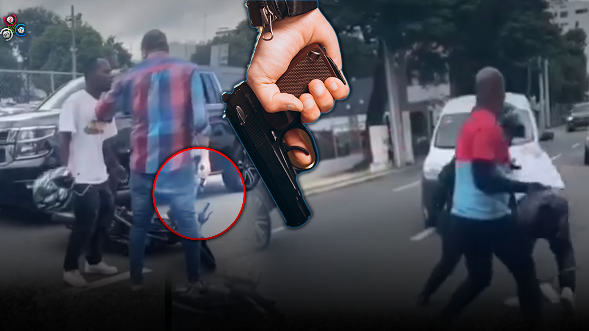 Hombre Interviene Con PISTOLA EN MANO En Pelea Entre Tres Individuos