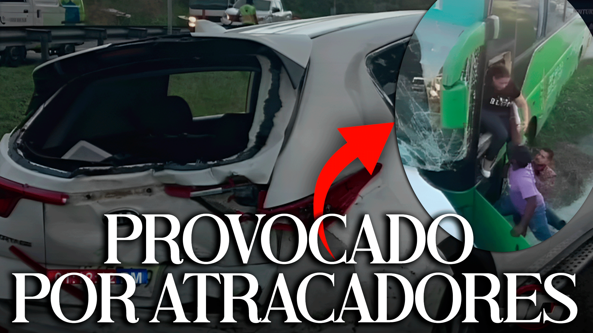 Autobús Envuelto En Accidente Provocado Por ATRACADORES