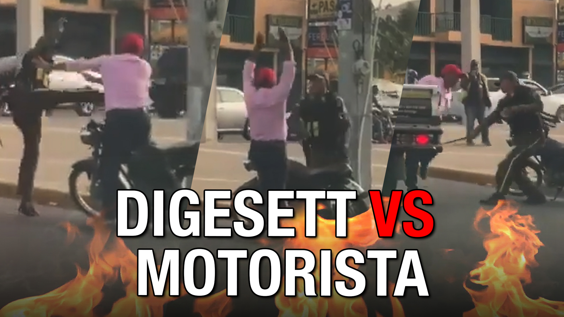 Agente De DIGESETT Se Vuelve Loco Y Le Cae A Patadas A Motorista