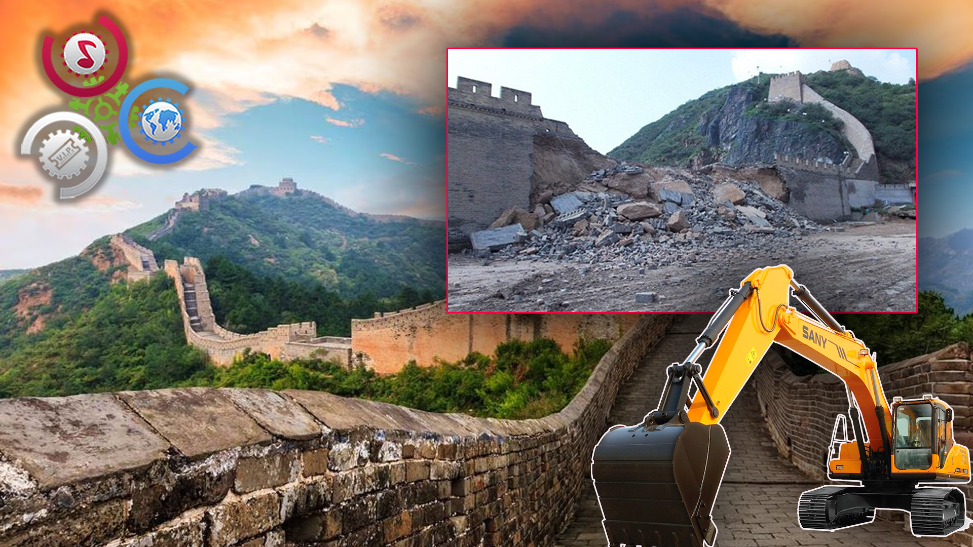 Arrestan A Obreros Por “DAÑAR” La Gran Muralla China Con  EXCAVADORA