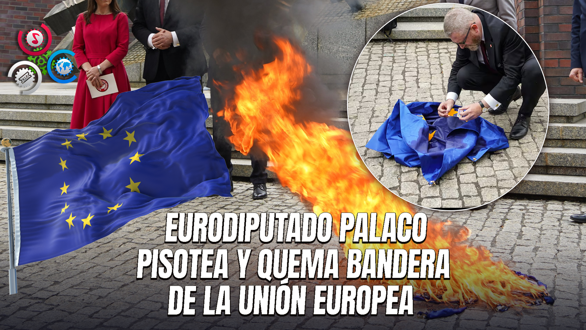 Candidato Presidencial Polaco Quema Bandera De La Unión Europea