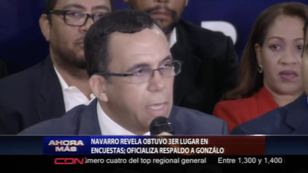 Navarro Revela Obtuvo 3er Lugar En Encuestas,  Oficializa Respaldo A Gonzalo