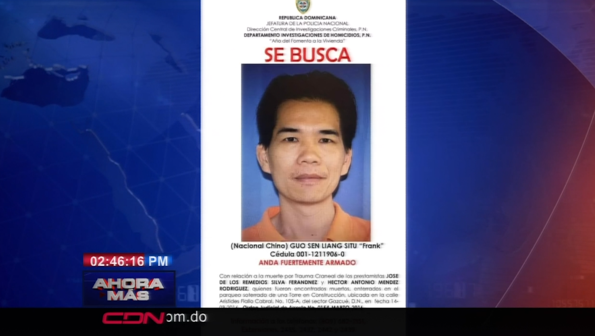 Sera Extraditado A RD Extranjero Chino Acusado De Matar A Dos Empresarios En SJM