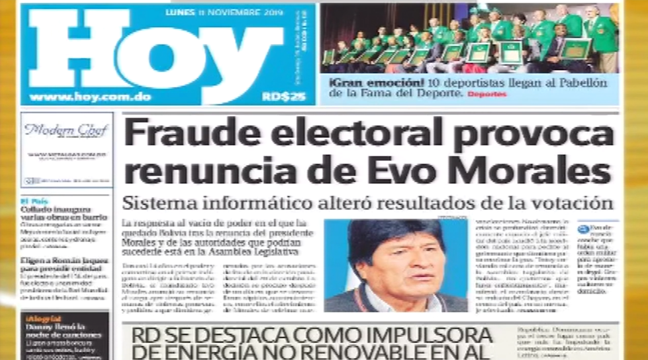 Informaciones En Las Portadas De Los Periódicos Del Día De Hoy 11 De Noviembre De 2019