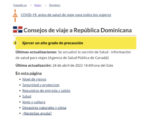 Cánada advierte sobre inseguridad en República Dominicana 
