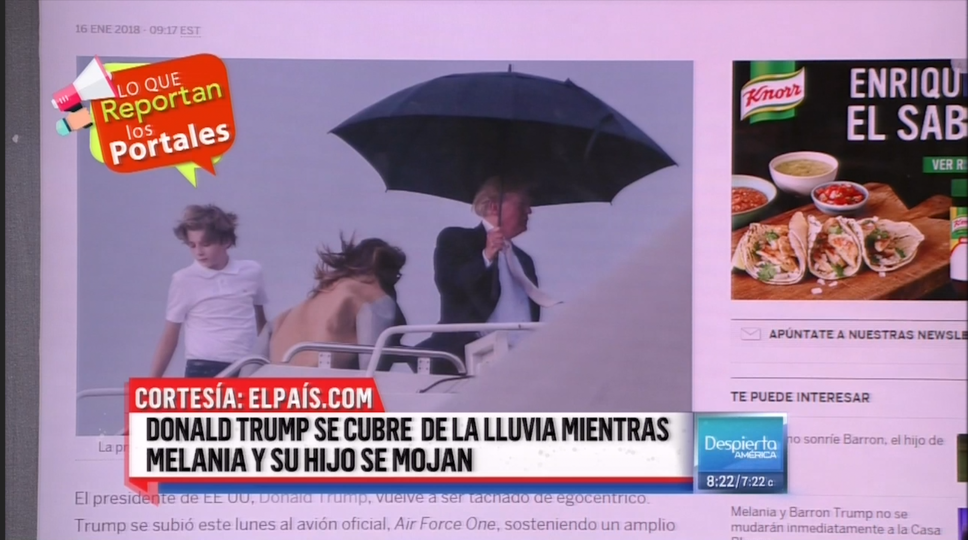 Donald Trump Se Cubre De La Lluvia Y Deja A Melania Y A Su Hijo Menor Fuera De La Sombrilla