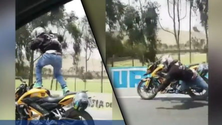 En Perú: Un Joven Intentó Hacer Equilibrio Parado Arriba De Una Motocicleta Y Casi Le Cuesta La Vida