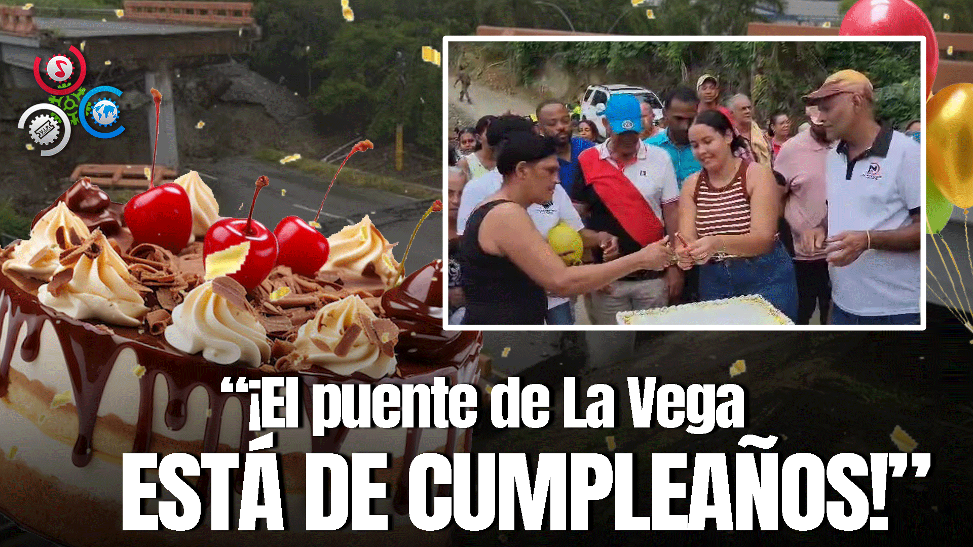 Comunitarios En La Vega Hacen Cumpleaños Con Bizcocho Por Puente A Mitad De Construcción Hace Un Año