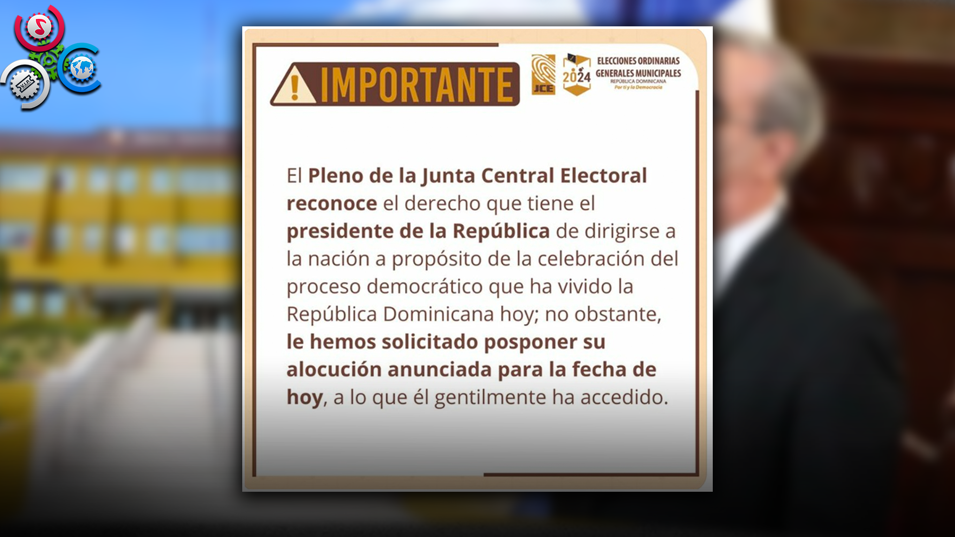 JCE Solicita Al Pdte. Abinader Posponer Su Alocución