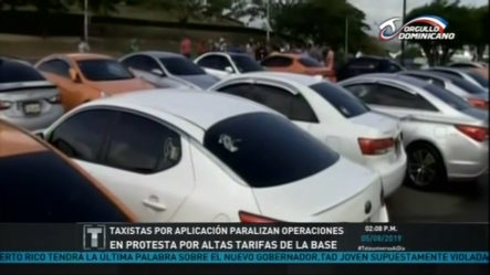 Taxistas De UBER Paralizan Operaciones En Protesta Por Altas Tarifa De La Base