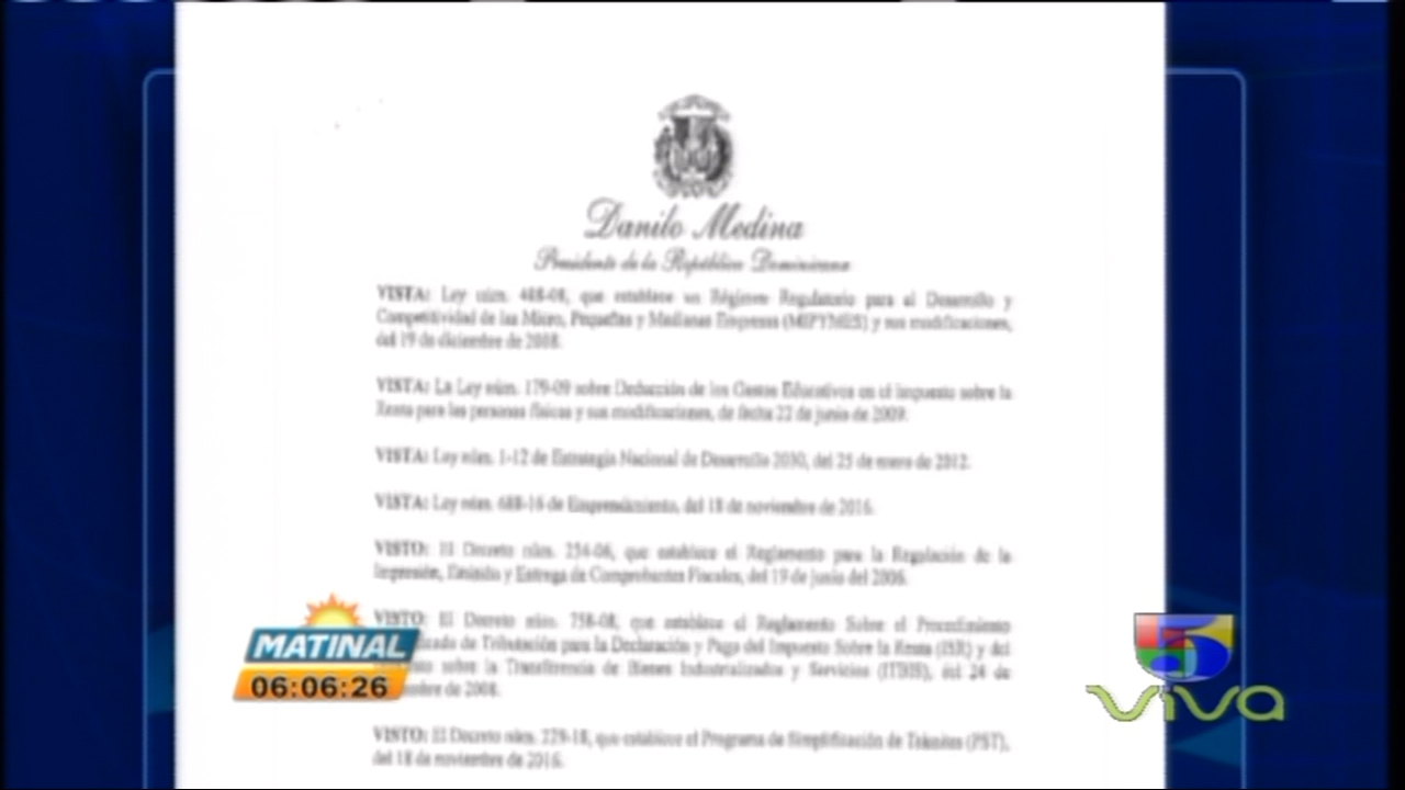 Matinal: “Decreto Que Elimina Pago De Anticipo A Pequeños Contribuyentes”