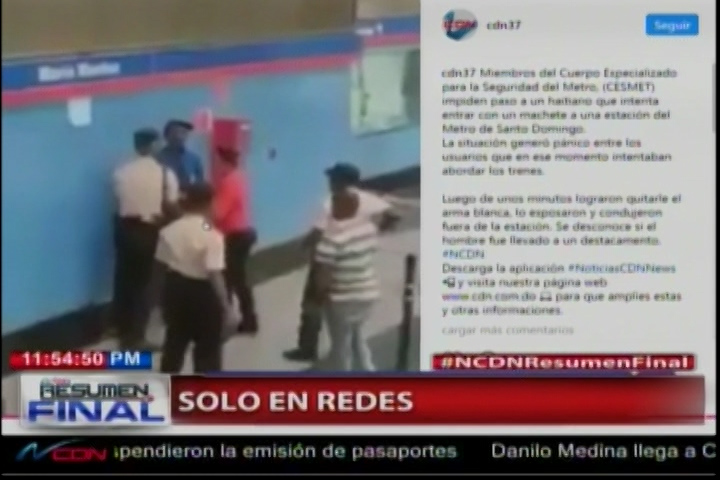 Miembros Del Cuerpo De Seguridad Del Metro De Santo Domingo Impiden El Paso De Un Nacional Haitiano Con Un Machete