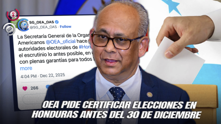 OEA Urge A Honduras A Concluir El Recuento Electoral Para Respetar La Voluntad Popular