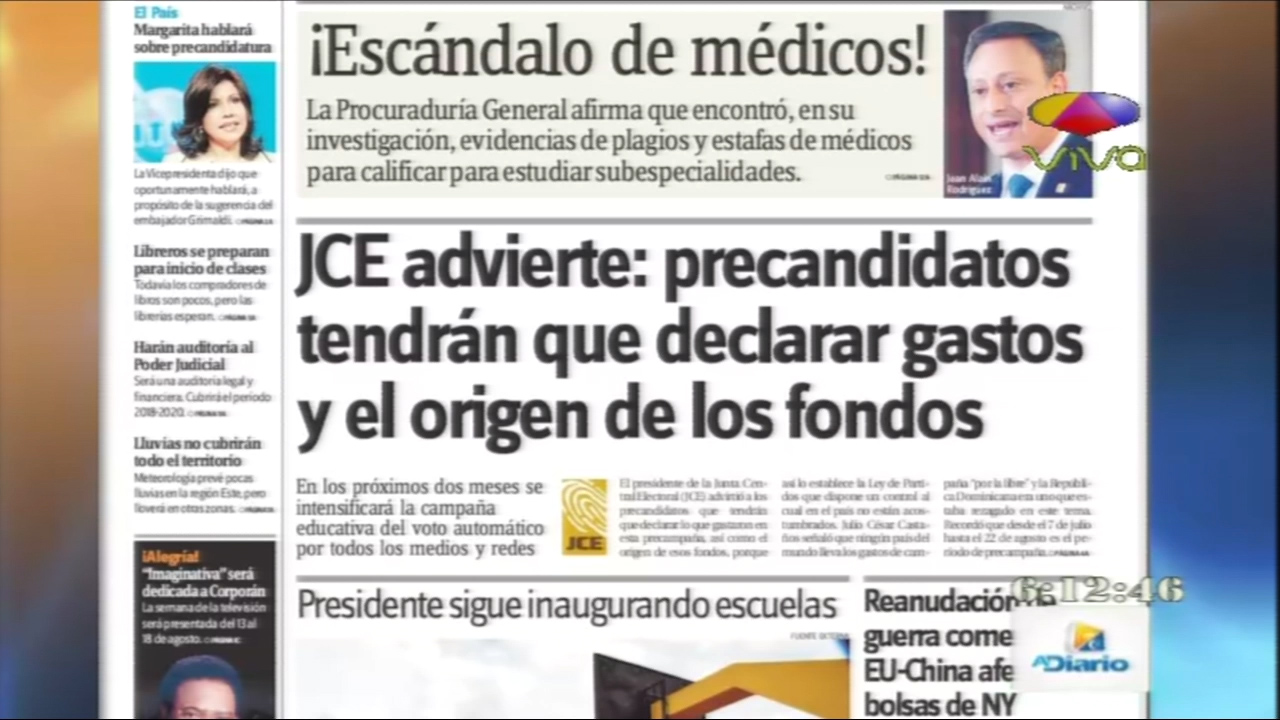 Informaciones En Las Portadas Los Periódicos Del Día De Hoy 2 De Agosto Del Año 2019