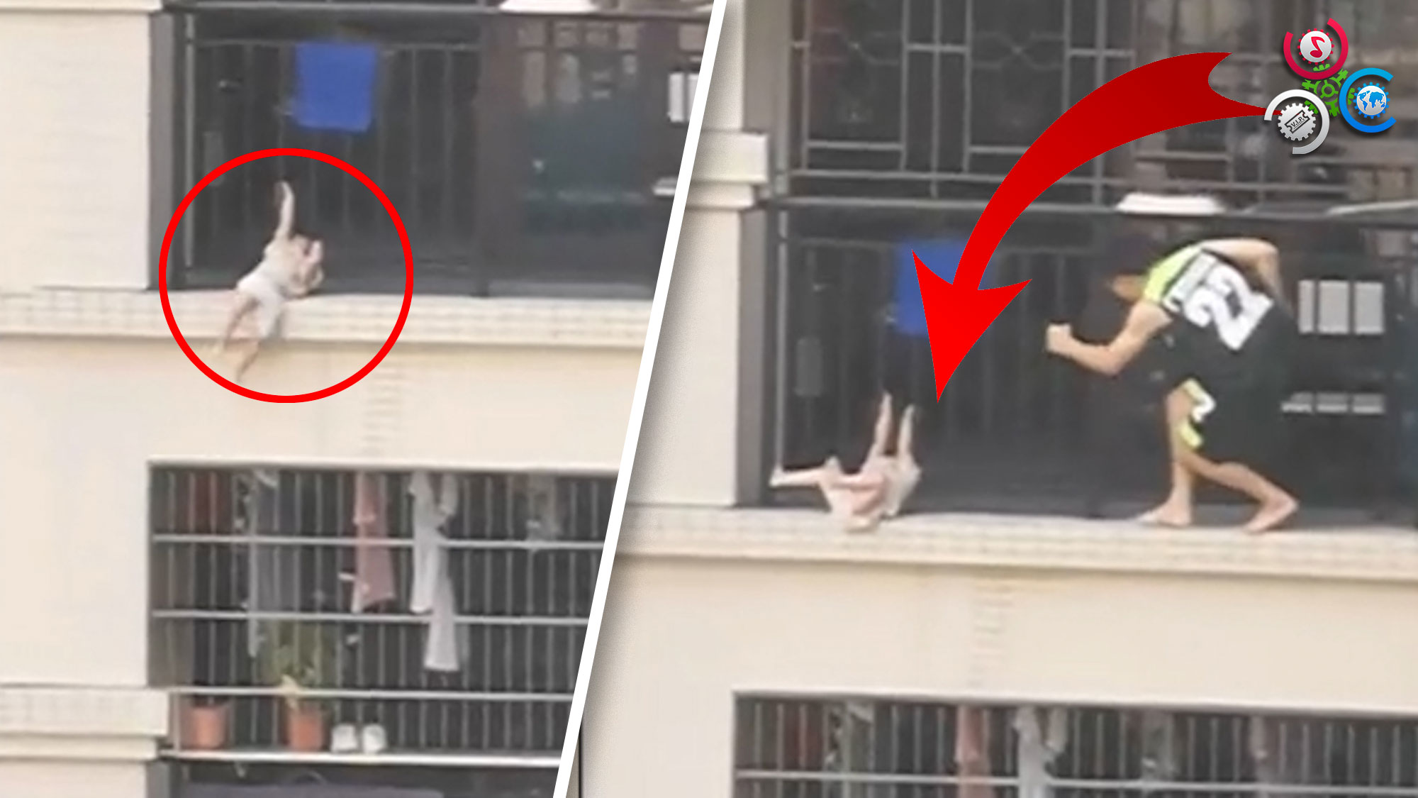 ¡Niño CUELGA De Su Cuello En Un 7.º Piso Y Es Salvado Por Valiente HÉROE!