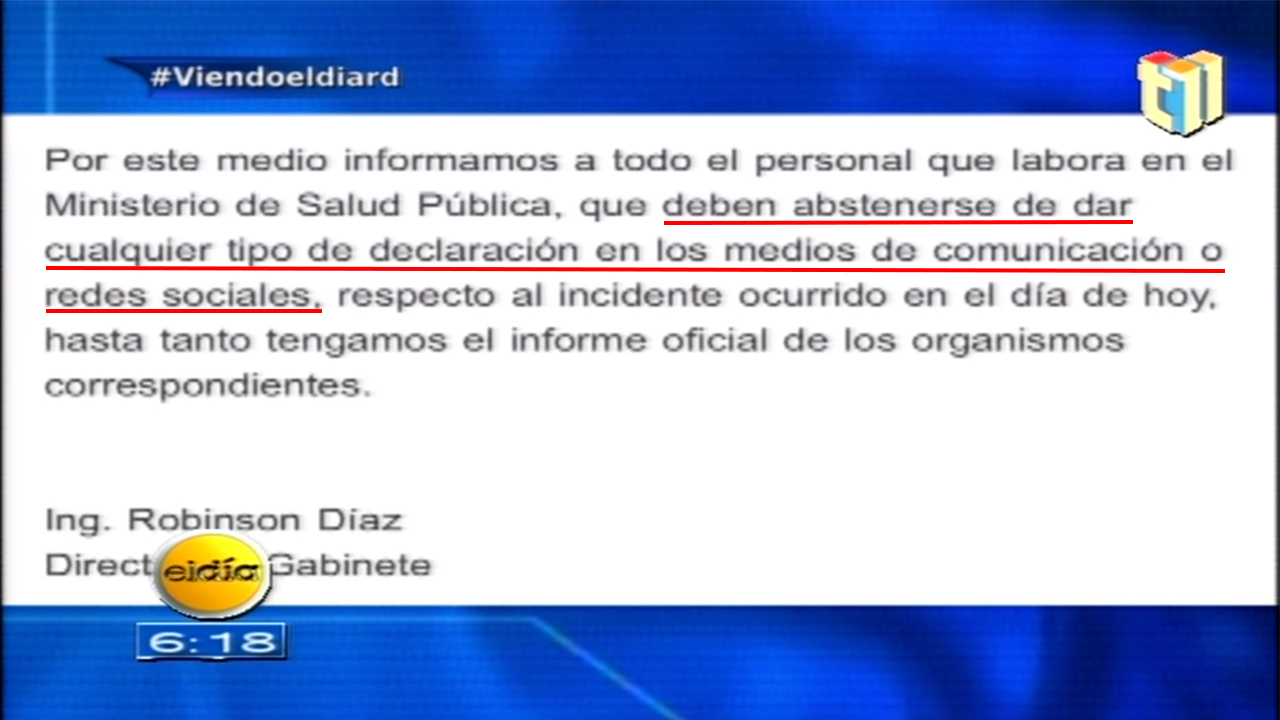 Ministerio De Salud Pública Se Niega A Dar Declaraciones Sobre El Incendio De Su Departamento