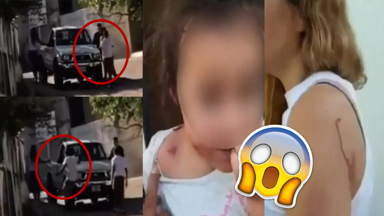 Momento En Que Un Padre Golpea A Su Esposa E Hijos En Plena Calle
