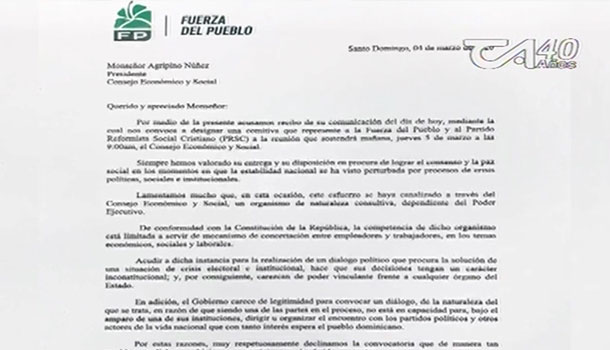 La Fuerza Del Pueblo Reitera Que No Participará En Diálogo Convocado Por CES