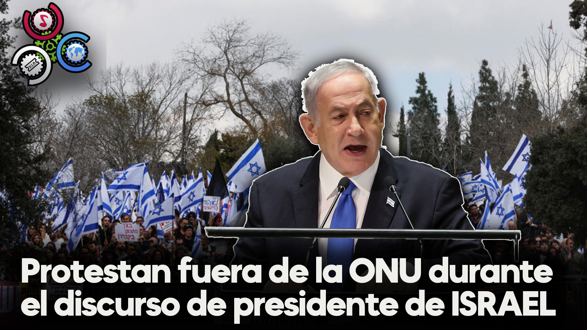 Protestan Fuera De La ONU Durante El Discurso De Presidente De ISRAEL Netanyahu