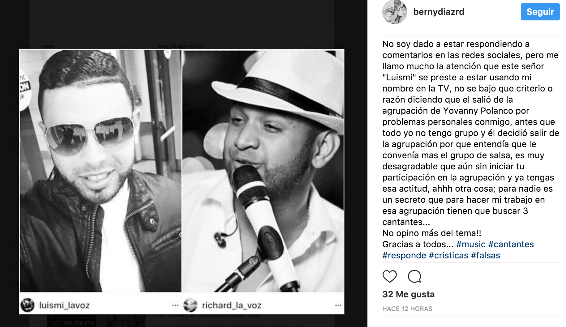 A Este Cantante No Le Gustó La Entrevista De Luismi Y Le Respondió Con Este Mensaje En Las Redes