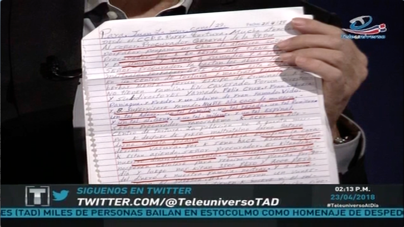 Internos De Rafey Envían Carta Al Procurador “Señor Procurador, Ya NO Más Torturas”