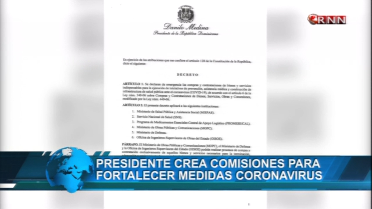 Presidente Medina Emite Decretos Para Crear Comisiones Para Fortalecer Medidas Ante El Coronavirus