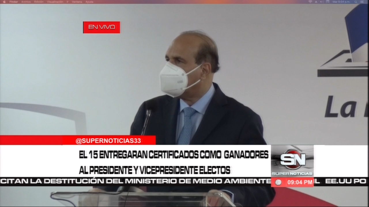 Próximo Miércoles 15 Serán Entregados Certificados De Ganadores Al Presidente Y Vicepresidente Electos