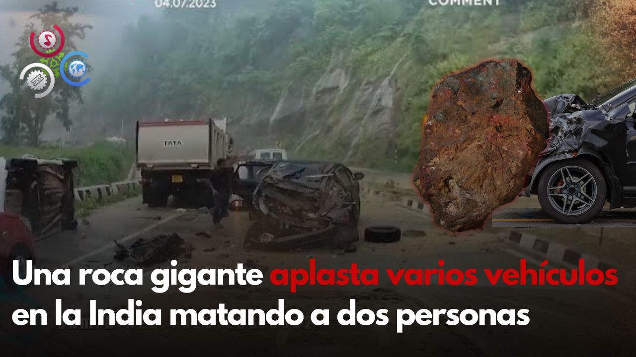Una Roca Gigante Aplasta Varios Vehículos En La India Matando A Dos Personas