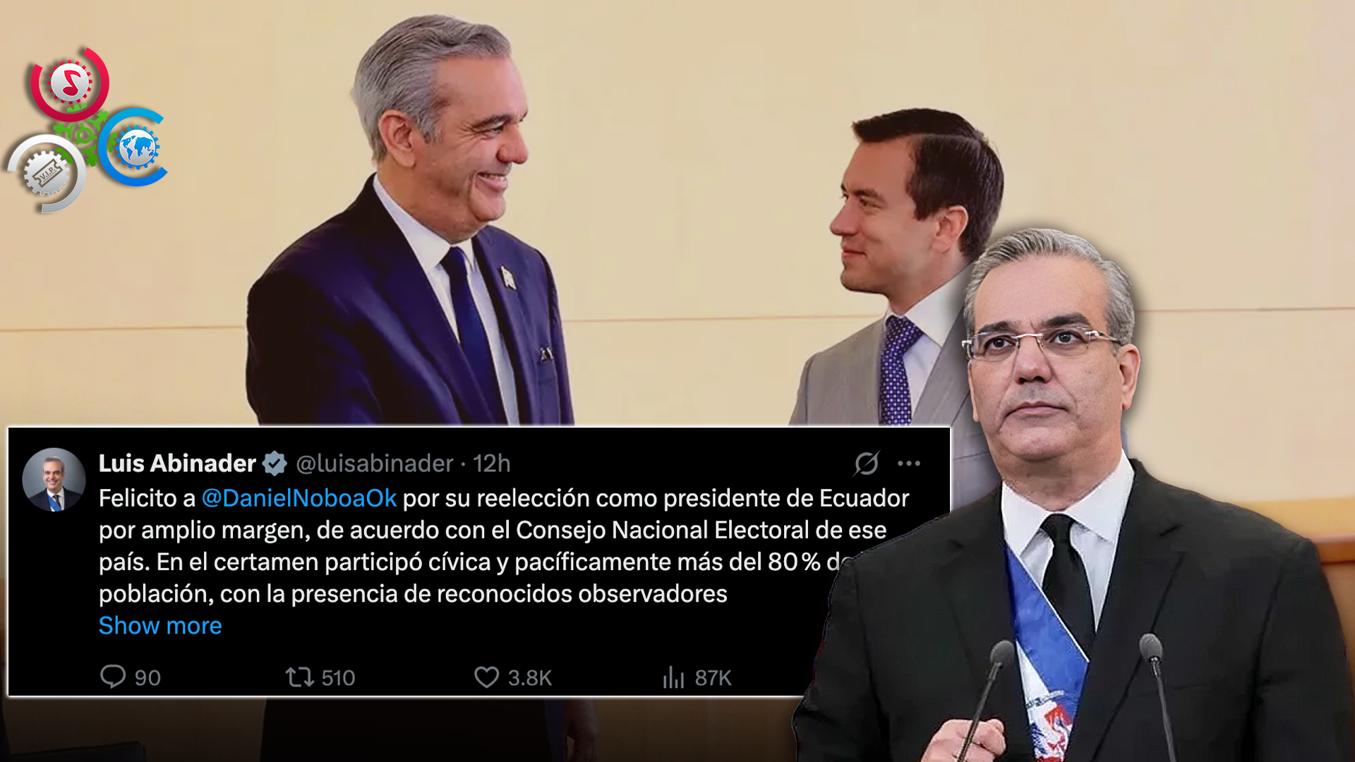Presidente Abinader Felicita A Daniel Noboa Por Su Reelección Como Presidente De Ecuador