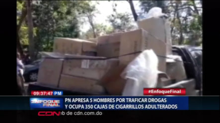 En Santiago La PN Apresó A 5 Hombres Por Trafico De Droga Y Les Ocupa 350 Cajas De Cigarrillos Adulterados
