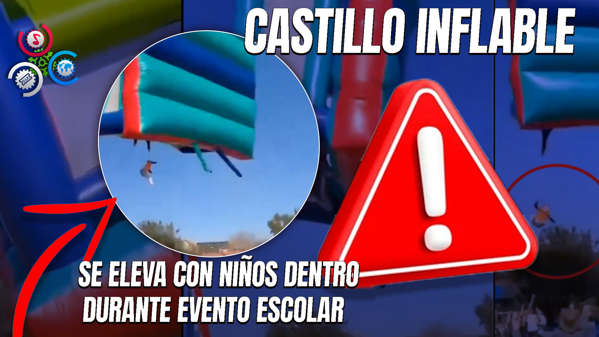 Castillo Inflable Sale Volando Con Varios Niños En El Interior Durante Un Festival Escolar En Sudáfrica