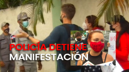 Momento Exacto En El Que La Policía Trata De Detener Manifestación De Cubanos En RD