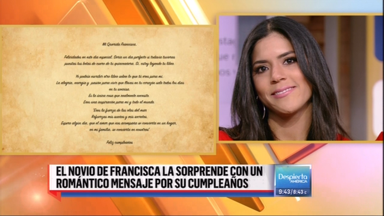Romántico Mensaje Para Francisca Lachapel Por Parte De Su Pareja En Despierta America