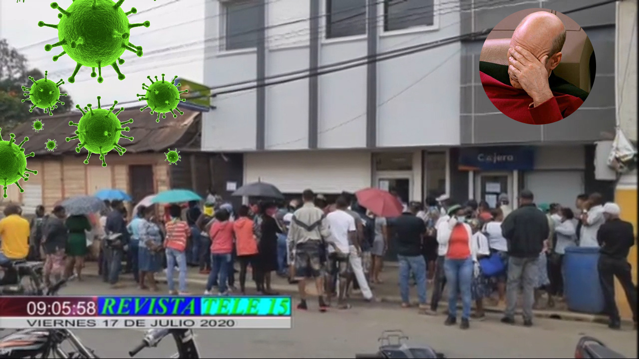 En Los Bancos De Yamasá No Se Respeta El Distanciamiento Social.