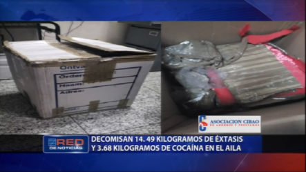 Agentes De La DNCD Decomisan 14.49 Kilogramos De Éxtasis Y 3.68 De Cocaína En Una Caja Proveniente De Panamá